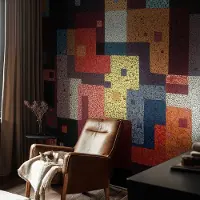Coloray Vliesbehang - Zwart Snellijm Behang - 152x104 cm - Kleurrijke Vormen Muurschildering - Gang behang Abstractie - Fotobehang Vlies - Slaapkamer behang