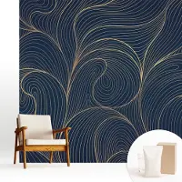 Wallfluent Fotobehang - Marine Vliesbehang - 250x250 cm - Golvend Motief Muurschildering - Slaapkamer behang Abstractie - Fotobehang Vlies - Gang behang