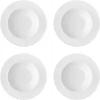 Florina Milano Diepe Borden Set van 4 - 23,5 cm Wit Geribbeld Glas