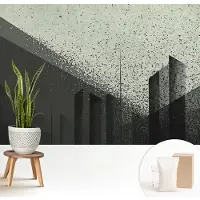 Wallfluent Fotobehang - Zwart Vliesbehang - 208x146 cm - Stadsgeometrie Fotobehang Vlies - Woonkamer behang Abstractie - Muurschildering - Woonkamer behang