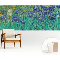 Wallfluent Fotobehang - Blauw Vliesbehang - 250x104 cm - Tuinbloemen Fotobehang Vlies - Hal behang Bloemen En Planten - Muurschildering - Hal behang