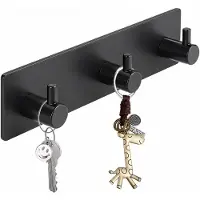 VHV - Handdoekhaakjes - Zwarte zelfklevende wandhaken - Zelfklevende handdoekhaken - Zelfklevende handdoekhouder - Handdoekhaak - in de badkamer