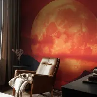Coloray Vliesbehang - Rood Snellijm Behang - 312x219 cm - Nachtelijk Fenomeen Fotobehang Vlies - Hal behang Kosmos - Muurschildering - Hal behang