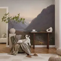 Coloray Vliesbehang - Wit Snellijm Behang - 104x70 cm - Bergpanorama Fotobehang Vlies - Woonkamer behang Landschappen - Muurschildering - Woonkamer behang