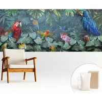 Wallfluent Fotobehang - Groente Vliesbehang - 250x104 cm - Exotische Jungle Fotobehang Vlies - Woonkamer behang Dieren - Muurschildering - Woonkamer behang