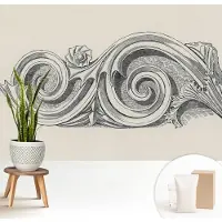 Wallfluent Fotobehang - Zwart-Wit Vliesbehang - 208x146 cm - Plantenornament Muurschildering - Slaapkamer behang Deel - Fotobehang Vlies - Slaapkamer behang