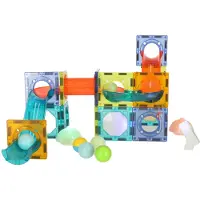 Kik Lichtgevende Magnetische Knikkerbaan 49-delig – STEM Speelgoed – Magnetische Bouwset met Lichtblokken & Glow Ballen – Vanaf 3 Jaar