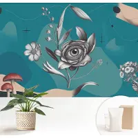 Wallfluent Fotobehang - Blauw Vliesbehang - 152x104 cm - Bloem Oog Muurschildering - Gang behang Deel - Fotobehang Vlies - Gang behang
