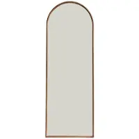 Sweeek - Staande boogspiegel hout en staal 170cm walnoot -