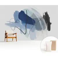 Wallfluent Fotobehang - Blauw Vliesbehang - 416x254 cm - Kleurrijke Abstracties Fotobehang Vlies - Hal behang Abstractie - Muurschildering - Woonkamer behang
