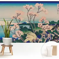 Wallfluent Fotobehang - Blauw Vliesbehang - 208x146 cm - Kersenbloesems Fotobehang Vlies - Hal behang Bloemen En Planten - Muurschildering - Woonkamer behang