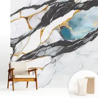 Wallfluent Fotobehang - Wit Vliesbehang - 250x250 cm - Elegant Marmer Muurschildering - Gang behang Texturen - Fotobehang Vlies - Gang behang