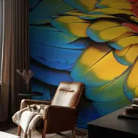 Coloray Vliesbehang - Blauw Snellijm Behang - 250x104 cm - Regenboogveren Muurschildering - Slaapkamer behang Dieren - Fotobehang Vlies - Slaapkamer behang