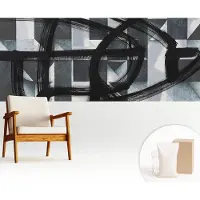 Wallfluent Fotobehang - Zwart Vliesbehang - 250x104 cm - Expressieve Geometrie Muurschildering - Gang behang Abstractie - Fotobehang Vlies - Gang behang