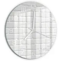 Tulup Wandklok - Bakstenen muur Glazen Klok Met Print - fi30 cm - Wit Wandklok Glas Met Motief - Witte handen - Ronde Klok - Wandklok Glas Decoratie - Gekleurde Glazen Klok