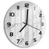 Tulup Wandklok - Marmer Glazen Klok Met Print - fi30 cm - Wit Wandklok Glas Met Motief - Zwarte handen - Ronde Klok - Wandklok Glas Decoratie - Gekleurde Glazen Klok