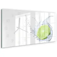 Tulup Wandklok - Calciumcarbonaat Klok Glas Met Opdruk - 60x30 cm - Groente Moderne Wandklok Glas - Witte handen - Rechthoekige Klok - Decoratieve Glazen Klok - Glazen Wandklok Design