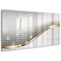 Tulup Wandklok - Abstracte achtergrond Glazen Klok Met Print - 60x30 cm - Gouden Wandklok Glas Met Motief - Witte handen - Rechthoekige Klok - Wandklok Glas Decoratie - Gekleurde Glazen Klok