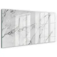 Tulup Wandklok - Marmer Gekleurde Glazen Klok - 60x30 cm - Wit Glazen Klok Met Print - Witte handen - Rechthoekige Klok - Moderne Wandklok Glas - Wandklok Glas Decoratie