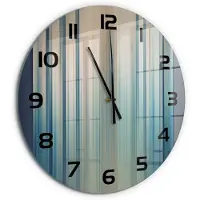 Tulup Wandklok - Blauwe strepen Wandklok Glas Met Motief - fi60 cm - Blauw Decoratieve Glazen Klok - Zwarte handen - Ronde Klok - Gekleurde Glazen Klok - Glazen Klok Met Print