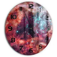 Tulup Wandklok - Magellaanse Wolk Glazen Klok Met Print - fi60 cm - Veelkleurig Wandklok Glas Met Motief - Zwarte handen - Ronde Klok - Wandklok Glas Decoratie - Gekleurde Glazen Klok