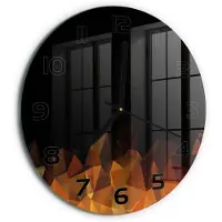 Tulup Wandklok - Abstractie Gekleurde Glazen Klok - fi30 cm - Oranje Glazen Klok Met Print - Zwarte handen - Ronde Klok - Moderne Wandklok Glas - Wandklok Glas Decoratie