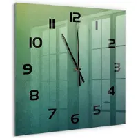 Tulup Wandklok - Zeegradiënten Wandklok Glas Decoratie - 60x60 cm - Veelkleurig Gekleurde Glazen Klok - Zwarte handen - Vierkante Klok - Klok Glas Met Opdruk - Moderne Wandklok Glas