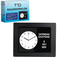 TTD Dementieklok XL 8 Inch – Klok met Dag & Datum – Analoge & Digitale Weergaves – Handleiding in Groot Lettertype – Wekker – Kalenderklok voor Ouderen en Slechtzienden - Alzheimerklok - Seniorenklok