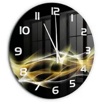 Tulup Wandklok - Abstractie van licht Klok Glas Met Opdruk - fi60 cm - Geel Moderne Wandklok Glas - Witte handen - Ronde Klok - Decoratieve Glazen Klok - Glazen Wandklok Design
