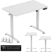 Huzaro Hero 7.8 Elektrisch Verstelbaar Bureau - Verrijdbaar Zit-sta Bureau op Wielen - Compact Computermeubel - Wit