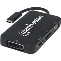 Manhattan 152600 C 4 en 1 USB Convertisseur Audio/vidéo (Prise USB 3.1 Type C mâle vers HDMI/Displayport/VGA/DVI Noir