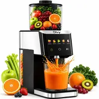 Olvy Slowjuicer - 1500ml Sapcentrifuge met Pulpcontainer - voor Groenten en Fruit - Ijsmachine - BPA-Vrij - Zwart