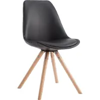 CLP Essstoel Laval, rond model met zitkussen en ronde houten poten, wit frame, naturel kleur