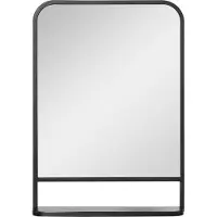 Fortuna Lai wandspiegel met opbergruimte, 70x50 cm, modern, elegant, rechthoekig, zwart, geschikt voor woonkamer en hal