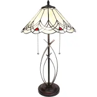 Clayre & Eef Tiffany tafellamp, diameter 39 cm, hoogte 69 cm, beige glas