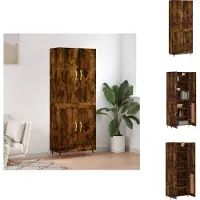 vidaXL Hoge kast 69,5x34x180 cm bewerkt hout gerookt eikenkleurig