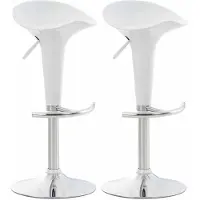 CLP Saddle Set van 2 barkrukken - Verstelbaar - Voetsteun - Kunststof - wit/chroom