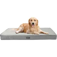 Merkloos Orthopedisch hondenbed 112 cm, 10 cm dik, antislip onderkant, waterdichte binnenvoering, lichtgrijs, voor