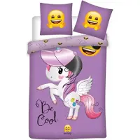 Javoli Emoji dekbedovertrek Unicorn 140 x 200 cm Katoen