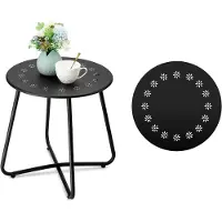 Merkloos Tuintafel rond, staal, weerbestendig, voor balkon en tuin, zwart