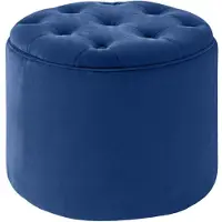 CLP Pantin - Ronde Poef met Opbergruimte - Chesterfield - Velvet - blauw