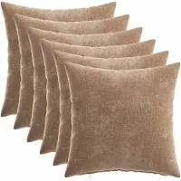 vidaXL Kussensloop 6 st HEERLEN Bruin 35 x 35 cm Chenille Stof