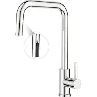 Merkloos Keukenkraan met handdouche, 360° draaibaar, roestvrijstaal, 23.5 x 42 x 28.5 cm, keukenaanrecht