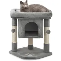 Merkloos Krabpaal 60 cm, donkergrijs, sisaltouw en pluche, met hol en 2 ballen, voor katten