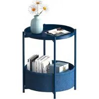 Merkloos Bijzettafel rond 50 cm, blauw, voor tuin