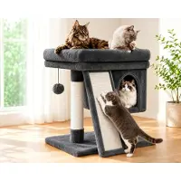 Merkloos Krabpaal, voor grote katten, met platforms en sisalstammen, voor binnengebruik