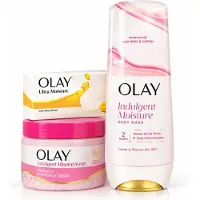 Olay Let It Glow Gift Pack - Huidverzorging geschenkset - Bodyscrub - Zeeptablet - Douchemiddel