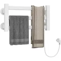 Puluomis Elektrische handdoekwarmer met één drukknopbediening, constante temperatuur van 55°C, IPX4 waterdicht, witte badkamerverwarmer, 40x21.6 cm