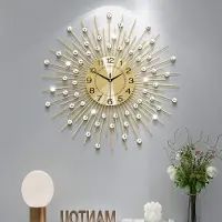 Dripio Stille wandklok, 61 cm, goudkleurig, rond, kristal, metaal