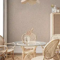 Bimago Behang - Checkerboard Pattern - Brown-White Grid with a Subtle Noise